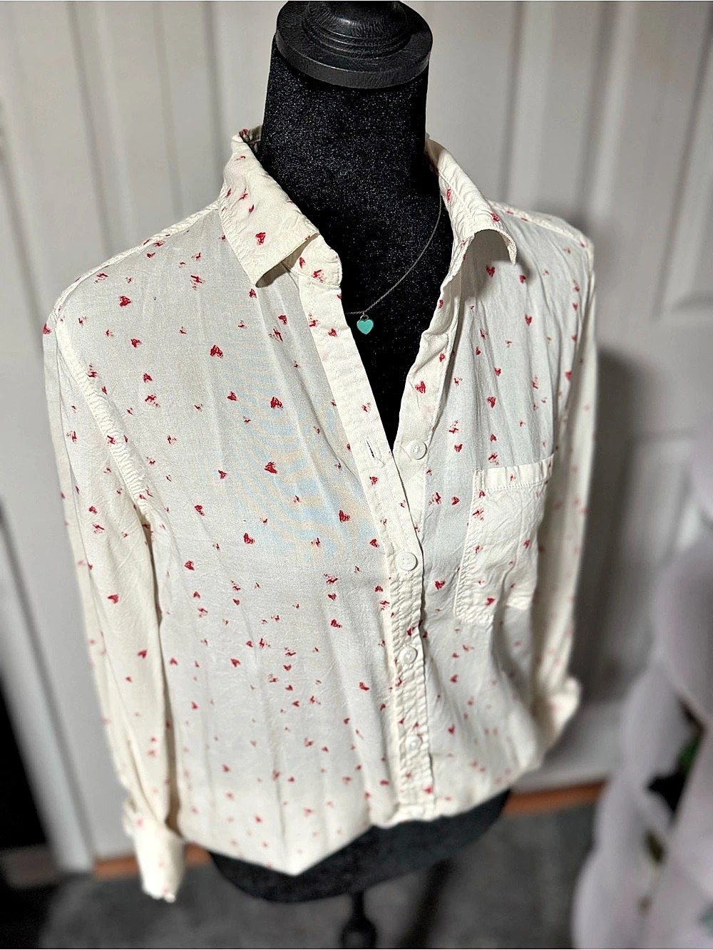 beachlounge Floral Button Down in Cream Size Small Like New